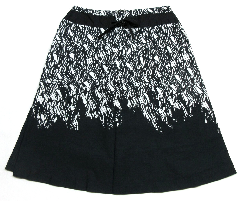 APOSTROPHE Womens 8 Abstract-Print Lined A-Line Black-White Knee-Length Skirt